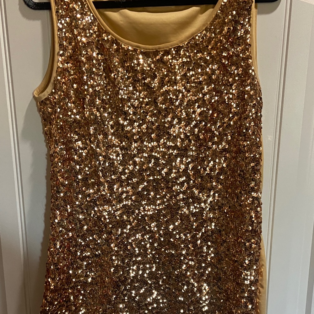 Gold Sequin Sleeveless Dress